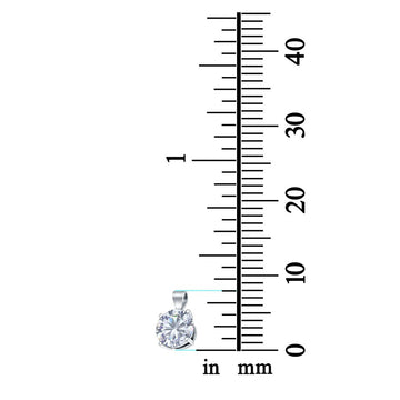 Round Simulated Cubic Zirconia Charm Pendant 925 Sterling Silver (8mm)